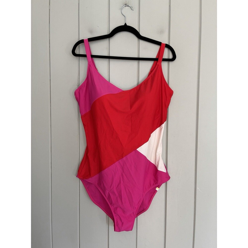 Summersalt The Marina 16LT Long Torso Red Pink White One-Piece Swimsuit